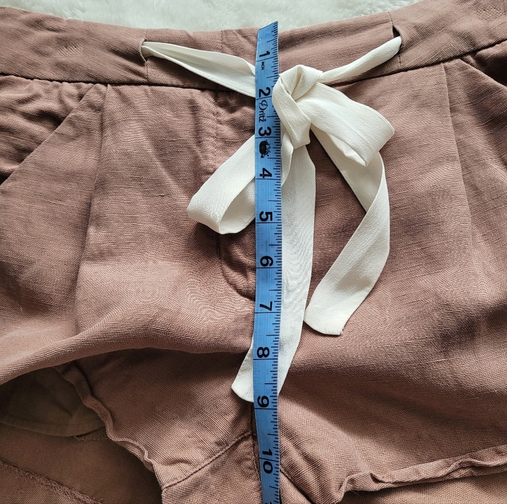 Aritzia Wilfred Allegra Lyocell Linen Blend Shorts in Nutmeg Sz 2 - Picture 10 of 12